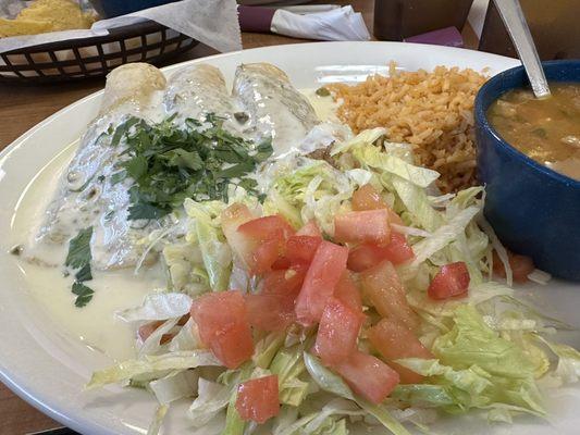 Swiss Suizas enchiladas plate