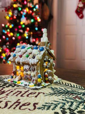 Finished Gingerbread House from available holiday kit