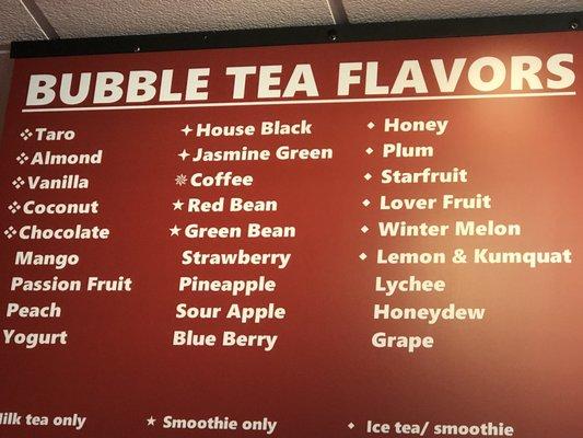 The Bubble Tea Flavors!