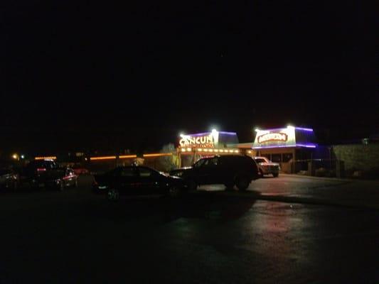 The bowling alley is on the left of the cancun eatery