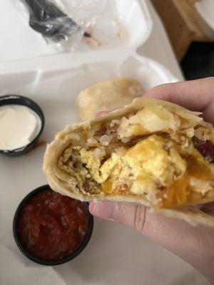 Breakfast burrito with bacon