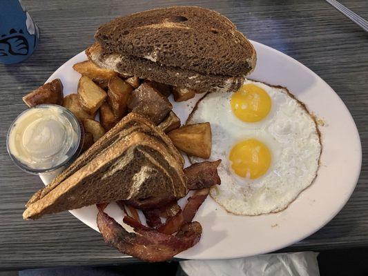 The Silver Swan with marbled rye toast.