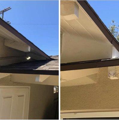 Before and after exclusion for rodent control. ( Eave Overhang ) #PestCal