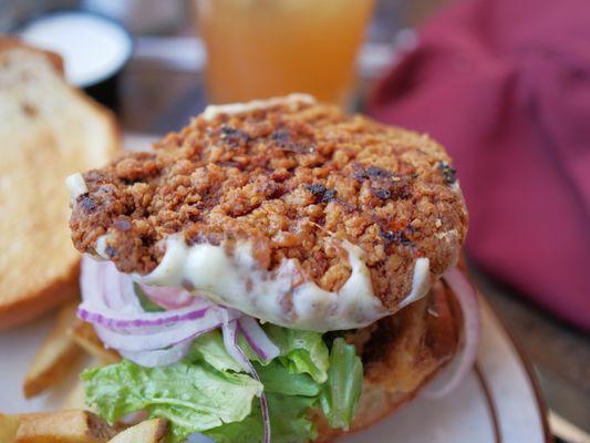 Nashville hot chicken sandwich.  Drier than a cat's behind.