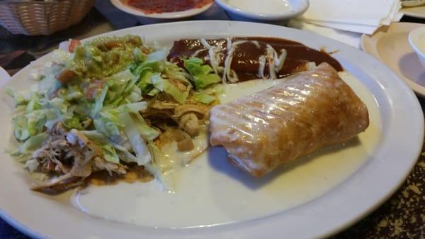 Combo Plate, Chicken Chimi, Cheese Enchilada, Chicken Tostada