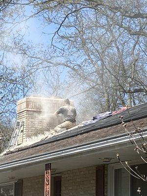 grinding out and repointing chimney cap