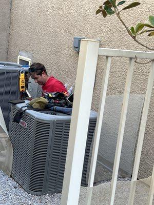 My air conditioning units being serviced