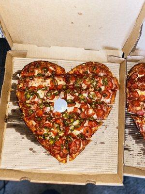 Jalapeño Heart Shaped Pepperoni Pizza for us