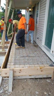 Removal and framing for preparation of a new concrete stoop