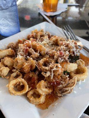 Calamari with a sweet chili sauce.