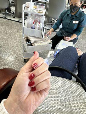 Gel manicure and pedicure.