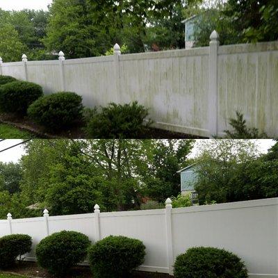 Vinyl fence cleaning