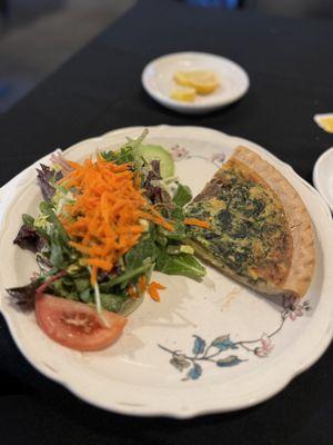 Spinach Quiche and salad.