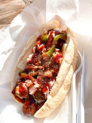 Bacon Bacon Jamaican hot dog