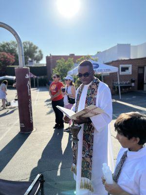 Blessing of the Backpacks assembly! Thank you Father Patrick * Prayers for another amazing academic and successful school year!