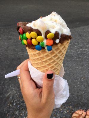 Muddy Sneakers in an M&M waffle cone