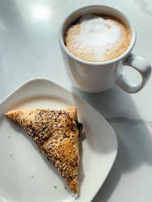 Everything Seasoning Turnover and Cappuccino