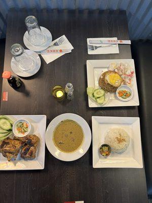 Gulai,fried rice,grilled chicken