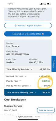 This is the amount they billed my insurance over $2000 for a basic Meyers cocktail, IV and received over $300 from my insurance