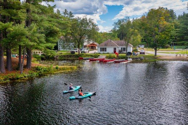 Kayak and canoes available for use.