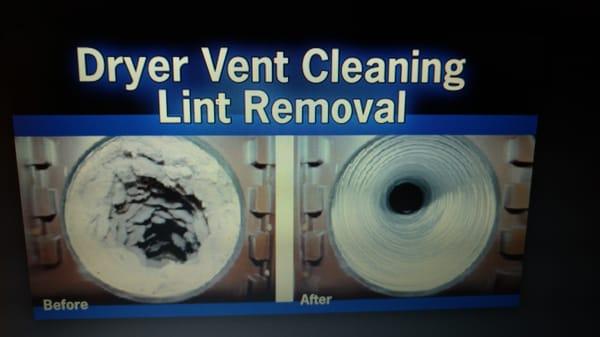 Dryer vent Before/after our professional cleaning