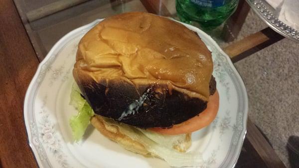 Wtf!?!? My jalepeno burger with extra crispy burnt bun....