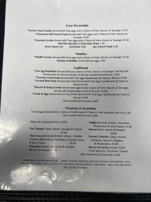 Partial menu