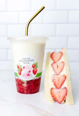 Strawberry Milk and Strawberry Sandwich