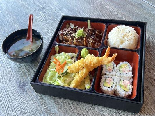 Beef Teriyaki and Shrimp Tempura Bento Box