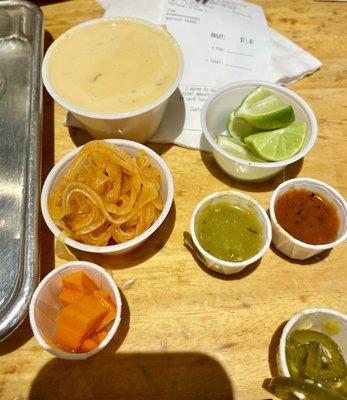 Salsa bar and queso