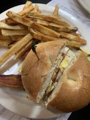 Breakfast sandwich on a bagel