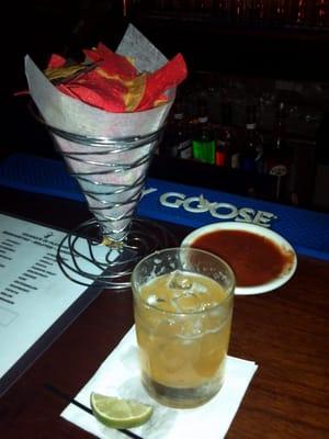 Skinny marg with counter balance of chips...