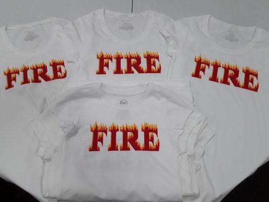 Fire shirts - 3 color vinyl printing