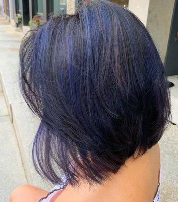 Purple, color and cut done by Sam