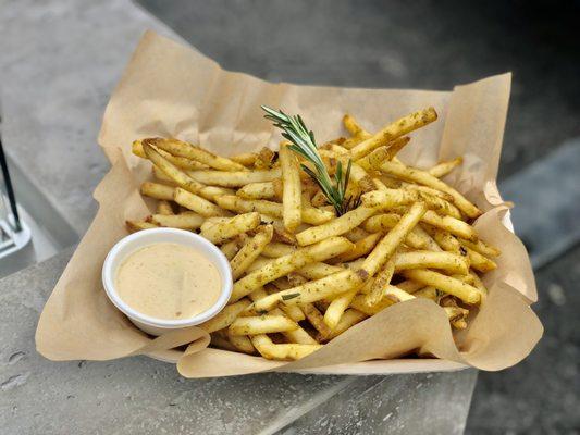 Rosemary Fries - the kitchen made these for us by accident. I love happy accidents!