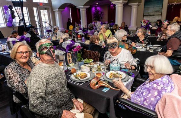 Our residents enjoying our Oakey Mardi Gras Celebration. #assistedliving #retirementhome #seniorhome #memorycare #fullcare #longtermcare