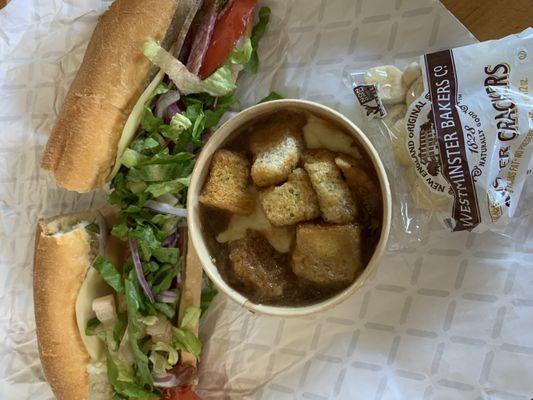 Italian grinder with French Onion Soup.