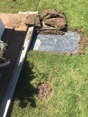 after requesting several times for our Mothers bureual, we had to uncover our brothers headstone.