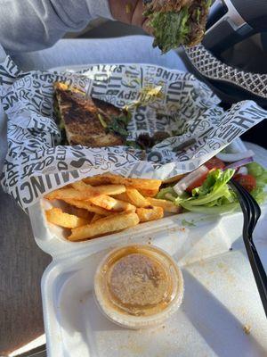 Chunky Mushroom Patty Melt with Salad and 2 Side Plate