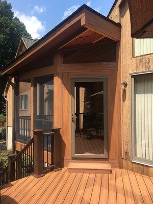 Screened porch with Trex decking and Azek rail