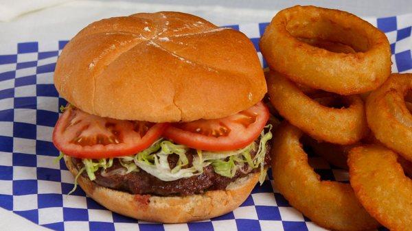 Hamburger with Onion Rings