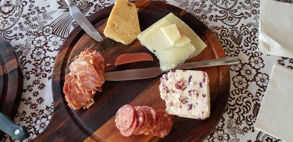 Charcuerie board-3 cheeses, 2 meats. Generous portions and quality stuff.