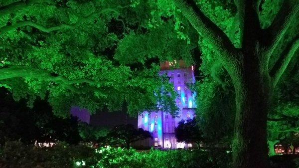 It's nighttime at Hermann Square Park