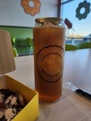 Iced tea with passion fruit added