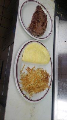 Steak with omlet and hash rows from this morning 8/29/22