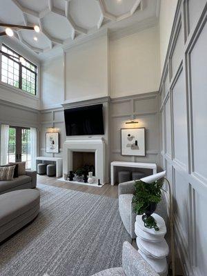 Built-ins, Book case  and mantles
Mantle and Bookcases with Corbels
Custom Coffered Ceiling in Foyer