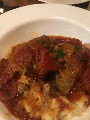 Cabbage rolls with rosemary mashed potatoes