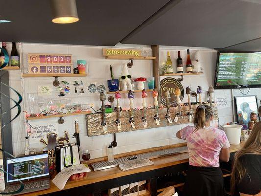 What's on tap? I love the Poison Mushroom tap handles!