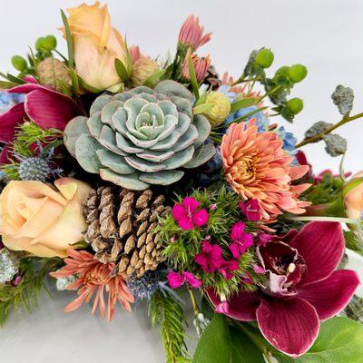 Centerpiece arrangement, perfect for your holiday dining table.