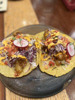 Beer battered cauliflower tacos